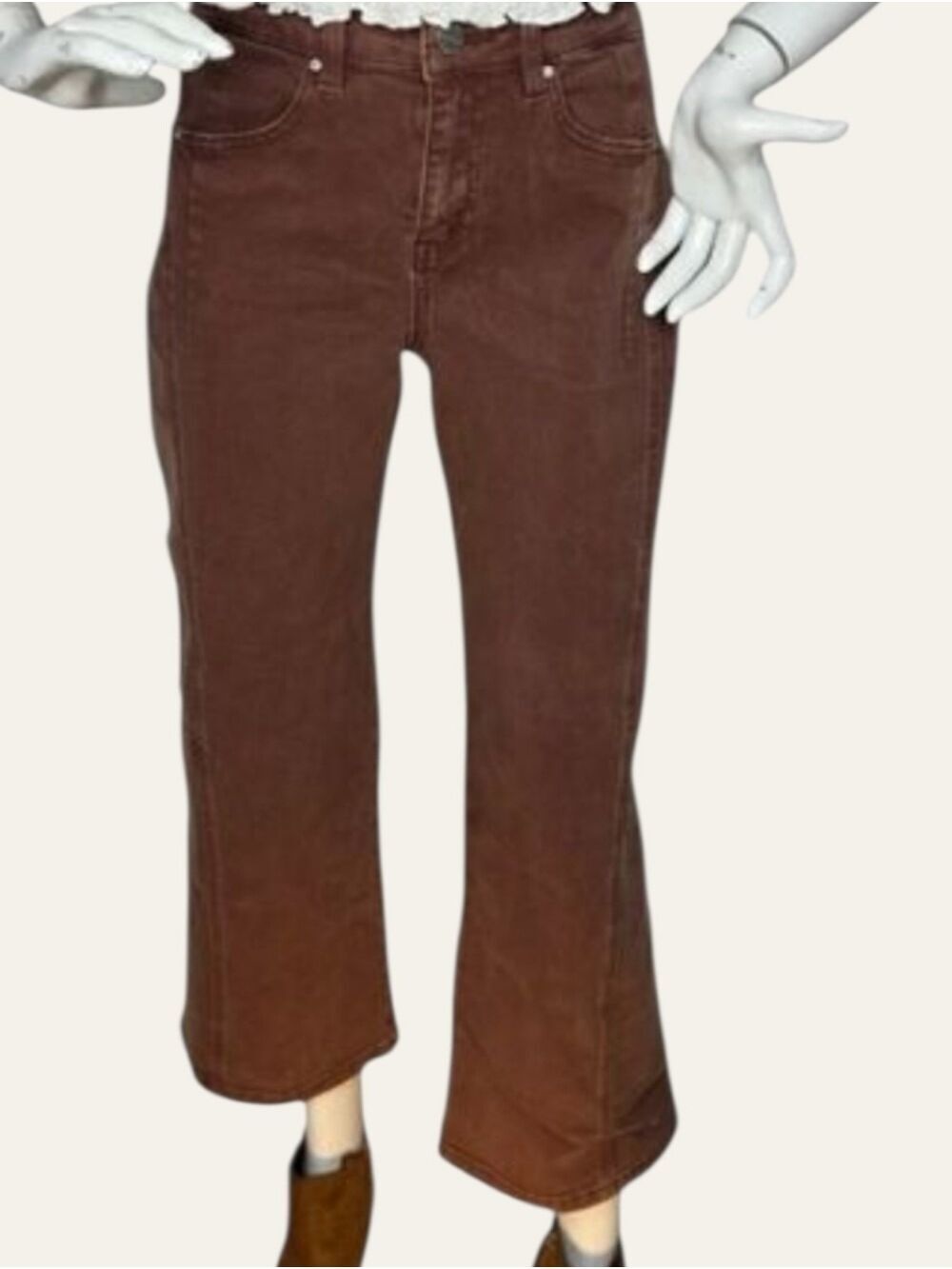 Risen Espresso Barrel Crop Jeans Size 26 NWT High Rise
